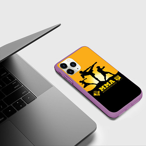 Чехол iPhone 11 Pro матовый ММА Mixed Martial Arts / 3D-Фиолетовый – фото 3