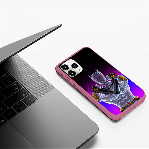 Чехол iPhone 11 Pro матовый JOJO KILLER QUEEN КОРОЛЕВА УБИЙЦА FIRE STYLE / 3D-Малиновый – фото 3