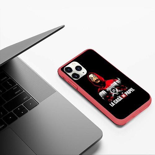 Чехол iPhone 11 Pro матовый СЕРИАЛ БУМАЖНЫЙ ДОМ LA CASA DE PAPEL / 3D-Красный – фото 3