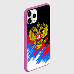 Чехол iPhone 11 Pro матовый ТРИКОЛОР РОССИЯ, БРЫЗГИ КРАСОК, цвет: 3D-фиолетовый — фото 2
