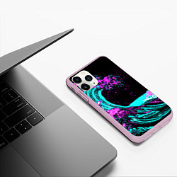 Чехол iPhone 11 Pro матовый НЕОНОВАЯ ЯПОНИЯ, ВОЛНА, ФУДЗИЯМА NEON JAPAN, цвет: 3D-розовый — фото 2