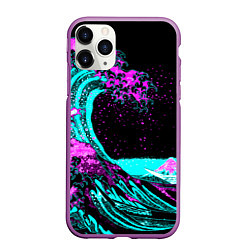 Чехол iPhone 11 Pro матовый НЕОНОВАЯ ЯПОНИЯ, ВОЛНА, ФУДЗИЯМА NEON JAPAN, цвет: 3D-фиолетовый