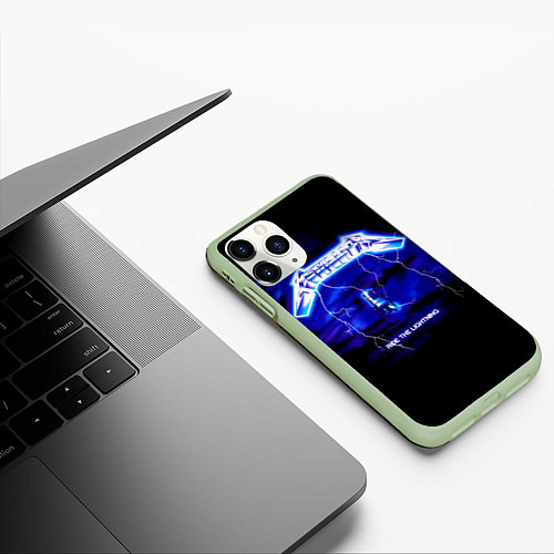 Чехол iPhone 11 Pro матовый Ride the Lightning - Metallica / 3D-Салатовый – фото 3