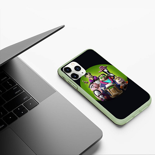 Чехол iPhone 11 Pro матовый Семейка Аддамс - Горящий Тур / 3D-Салатовый – фото 3