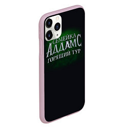 Чехол iPhone 11 Pro матовый Логотип Семейка Аддамс - Горящий Тур, цвет: 3D-розовый — фото 2