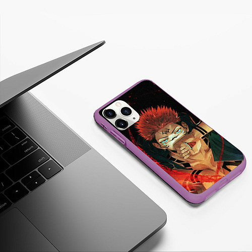 Чехол iPhone 11 Pro матовый СУКУНА МАГИЧЕСКА БИТВА ДЕМОН / 3D-Фиолетовый – фото 3