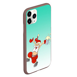 Чехол iPhone 11 Pro матовый Веселый празднующий дед Мороз, цвет: 3D-коричневый — фото 2