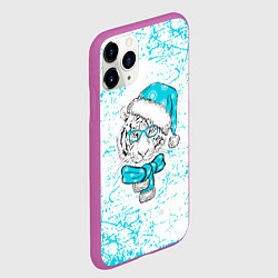 Чехол iPhone 11 Pro матовый Зимний Тигр в шарфе, цвет: 3D-фиолетовый — фото 2