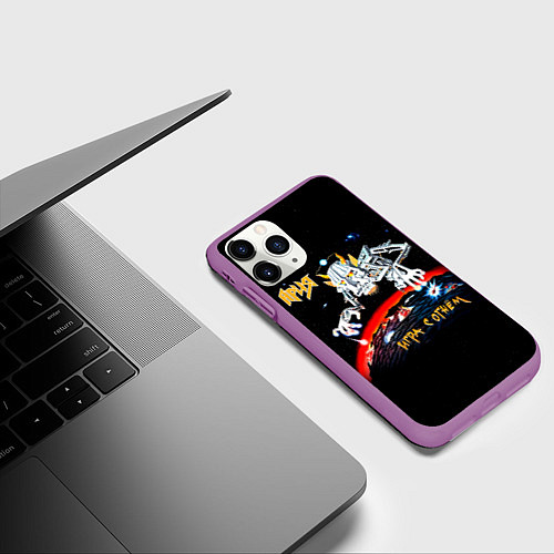Чехол iPhone 11 Pro матовый Игра с огнём - Ария / 3D-Фиолетовый – фото 3