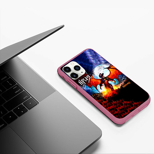 Чехол iPhone 11 Pro матовый Феникс - Ария / 3D-Малиновый – фото 3