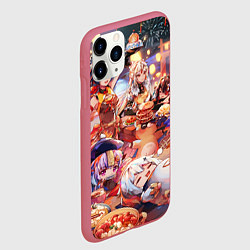 Чехол iPhone 11 Pro матовый Новый год в геншин импакте все герои, цвет: 3D-малиновый — фото 2