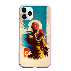 Чехол iPhone 11 Pro матовый One Punch-Man Эпичный Сайтама, цвет: 3D-розовый