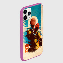 Чехол iPhone 11 Pro матовый One Punch-Man Эпичный Сайтама, цвет: 3D-фиолетовый — фото 2