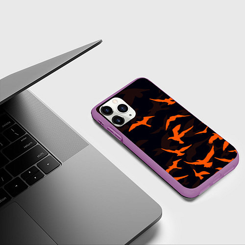 Чехол iPhone 11 Pro матовый Стая Воронов / 3D-Фиолетовый – фото 3