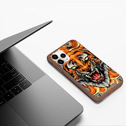 Чехол iPhone 11 Pro матовый Символ года тигр в гневе, цвет: 3D-коричневый — фото 2