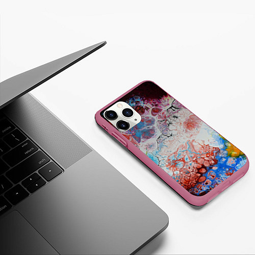 Чехол iPhone 11 Pro матовый ЦветоТрэш / 3D-Малиновый – фото 3