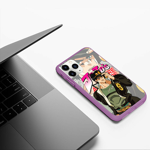 Чехол iPhone 11 Pro матовый JOJO BIZARRE ADVENTURE ДЖОДЖО / 3D-Фиолетовый – фото 3