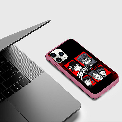 Чехол iPhone 11 Pro матовый JOJO BIZARRE ADVENTURE ДЖОДЖО АРТ / 3D-Малиновый – фото 3