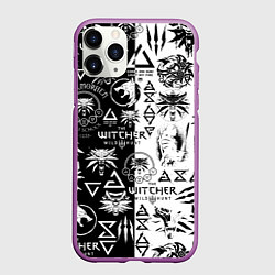 Чехол iPhone 11 Pro матовый THE WITCHER LOGOOMBING ВЕДЬМАК ПАТТЕРН, цвет: 3D-фиолетовый