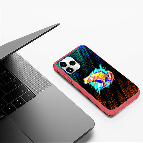 Чехол iPhone 11 Pro матовый Жаба цветная абстрактная / 3D-Красный – фото 3