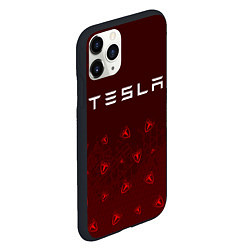 Чехол iPhone 11 Pro матовый ТЕСЛА - Следы Шин, цвет: 3D-черный — фото 2