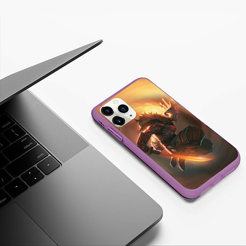 Чехол iPhone 11 Pro матовый DOTA 2 ДЖАГЕРНАУТ / 3D-Фиолетовый – фото 3