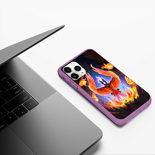 Чехол iPhone 11 Pro матовый DOTA 2 ФЕНИКС / 3D-Фиолетовый – фото 3