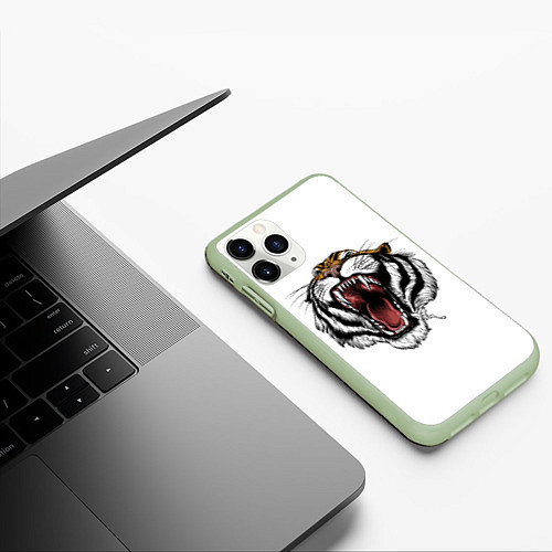Чехол iPhone 11 Pro матовый Рык / 3D-Салатовый – фото 3