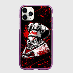 Чехол iPhone 11 Pro матовый DOTA 2 PUDGE, БРЫЗГИ КРАСОК, цвет: 3D-фиолетовый