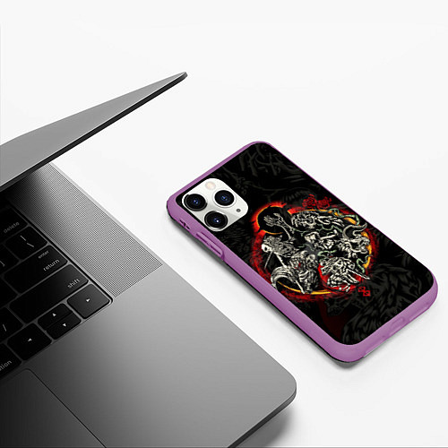 Чехол iPhone 11 Pro матовый ГЕРОЙ АНИМЕ БЕРСЕРК BERSERK / 3D-Фиолетовый – фото 3