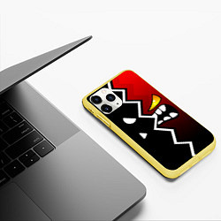 Чехол iPhone 11 Pro матовый Geometry Dash: Black x Red, цвет: 3D-желтый — фото 2
