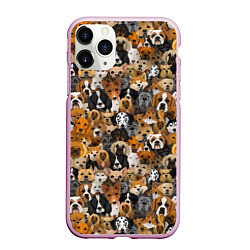 Чехол iPhone 11 Pro матовый Собаки Разные Породы, цвет: 3D-розовый