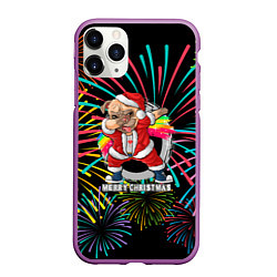 Чехол iPhone 11 Pro матовый Merry Christmas Mops Dabbing, цвет: 3D-фиолетовый