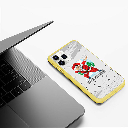 Чехол iPhone 11 Pro матовый Merry Christmas Santa Dabbing / 3D-Желтый – фото 3