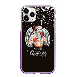 Чехол iPhone 11 Pro матовый Merry Christmas Santa c Крыльями Ангела, цвет: 3D-сиреневый