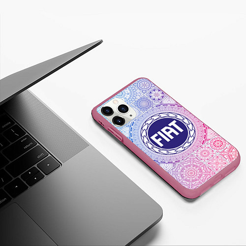 Чехол iPhone 11 Pro матовый FIAT BIG LOGO / 3D-Малиновый – фото 3