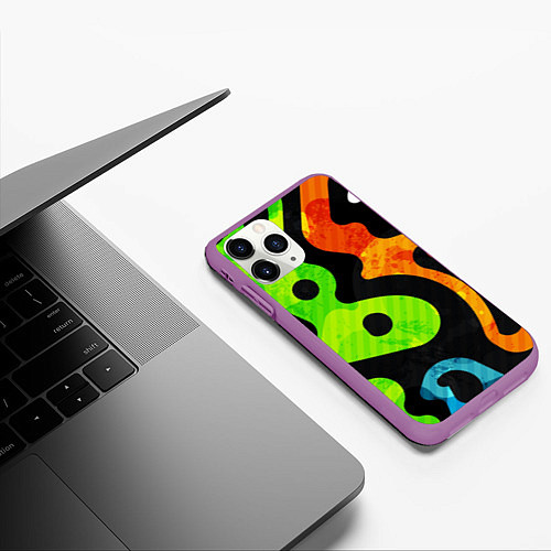 Чехол iPhone 11 Pro матовый Пятнистая Абстракция / 3D-Фиолетовый – фото 3
