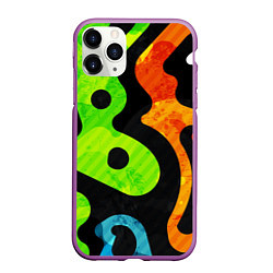 Чехол iPhone 11 Pro матовый Пятнистая Абстракция, цвет: 3D-фиолетовый