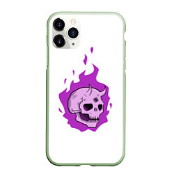 Чехол iPhone 11 Pro матовый Череп Scary Demon парный, цвет: 3D-салатовый