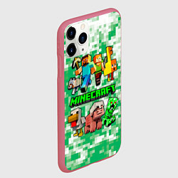 Чехол iPhone 11 Pro матовый Minecraft персонажи мобы, цвет: 3D-малиновый — фото 2