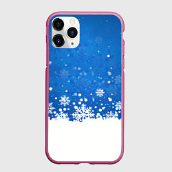 Чехол iPhone 11 Pro матовый Снежинки - С Новым Годом, цвет: 3D-малиновый
