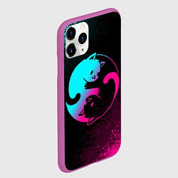 Чехол iPhone 11 Pro матовый ИНЬ ЯНЬ НЕОНОВЫЕ КОТИКИ, цвет: 3D-фиолетовый — фото 2