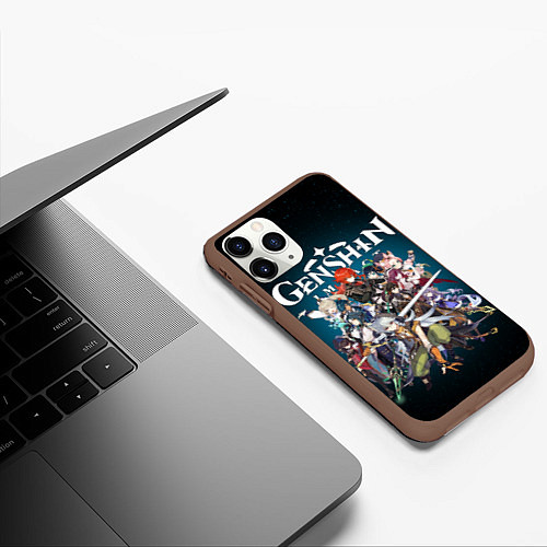 Чехол iPhone 11 Pro матовый GENSHIN IMPACT HEROES SPACE / 3D-Коричневый – фото 3