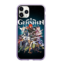 Чехол iPhone 11 Pro матовый GENSHIN IMPACT HEROES SPACE, цвет: 3D-светло-сиреневый