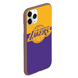 Чехол iPhone 11 Pro матовый LAKERS LINE HEXAGON SPORT, цвет: 3D-коричневый — фото 2