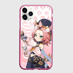Чехол iPhone 11 Pro матовый GENSHIN IMPACT, ДИОНА ГЕНШИН ИМПАКТ, цвет: 3D-малиновый