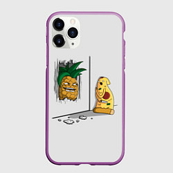 Чехол iPhone 11 Pro матовый HERES PINEAPPLE!, цвет: 3D-фиолетовый