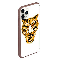Чехол iPhone 11 Pro матовый Тигр с классным и уникальным дизайном в крутом сти, цвет: 3D-коричневый — фото 2
