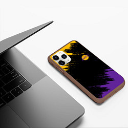Чехол iPhone 11 Pro матовый LAKERS БРЫЗГИ КРАСОК, цвет: 3D-коричневый — фото 2
