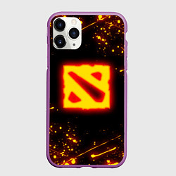 Чехол iPhone 11 Pro матовый DOTA 2 FIRE LOGO ДОТА 2 ОГНЕННЫЙ ЛОГО, цвет: 3D-фиолетовый